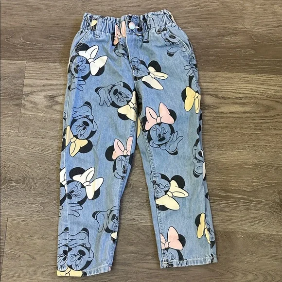 H&M Bottoms Hm Disney Kids Blue Jeans With Minnie Mouse Print